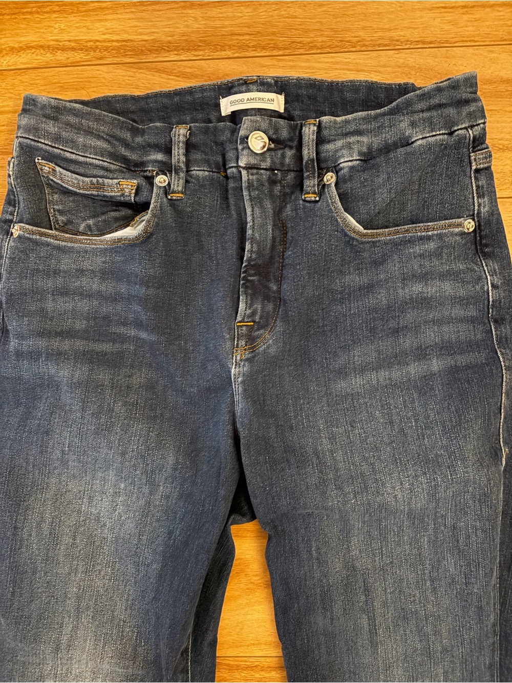 Good American Dark Blue Flare Jeans - Picture 2 of 4